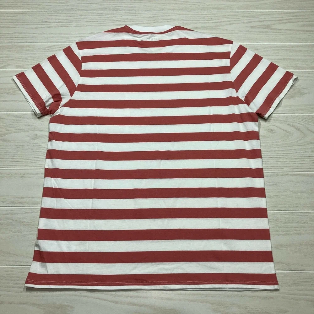 Guess Los Angeles Men's Nautical Stripe Pocket T-Shirt Sweet Rose Size Large - Picture 4 of 8